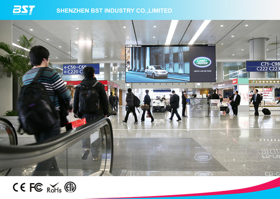 एल्यूमिनियम मिश्र धातु / स्टील दिग्गज पी 4 SMD2121 इनडोर विज्ञापन हवाई अड्डे के लिए एलईडी स्क्रीन