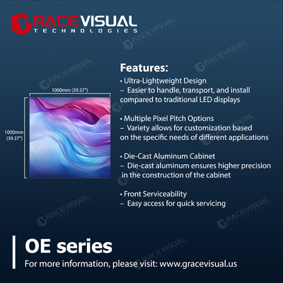 OE Series Outdoor LED Display Panel 5000nits IP65 1000x1000mm