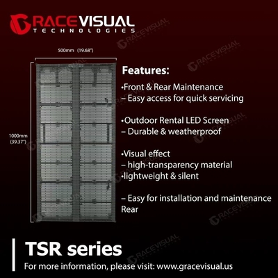 TSR श्रृंखला उच्च प्रदर्शन पारदर्शी एलईडी डिस्प्ले - P3.9 से P7.8 पिक्सेल पिच - अल्ट्रा-स्मूथ 7680 हर्ट्ज रिफ्रेश∙ 5000 निट्स उच्च चमक∙ मॉड्यूलर डिजाइन
